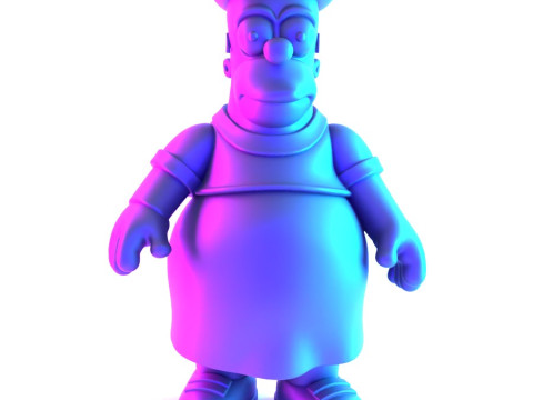 Іграшка з 3D-друком Товстий Гомер Сімпсон у тропічній квітковій сукні 3D Модель