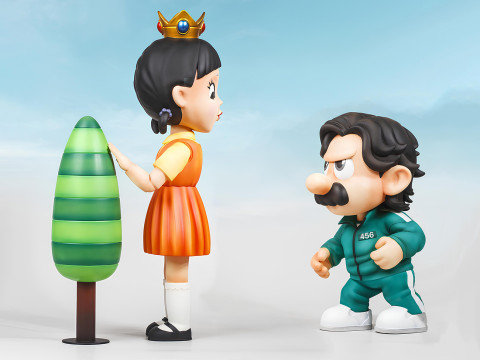 3D Printing Squid Game Super Mario 456 Player Princess Peach toy Modelo 3D