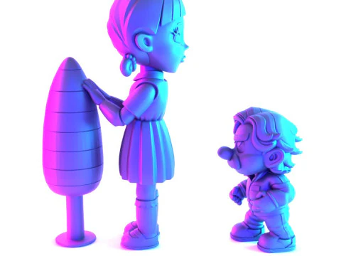3D Printing Squid Game Super Mario 456 Player Princess Peach toy 3D Model