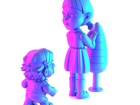 3D Printing Squid Game Super Mario 456 Player Princess Peach toy 3Dモデル