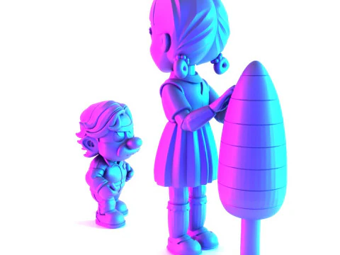 3D Printing Squid Game Super Mario 456 Player Princess Peach toy 3D Model