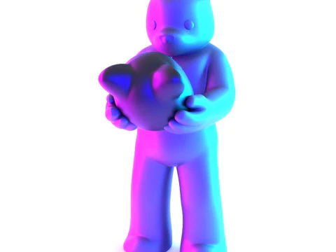 3D Printing Face to Face Bear Inner Self Luke Chueh toy 3D Model