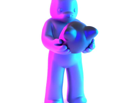 3D Printing Face to Face Bear Inner Self Luke Chueh toy 3D Model