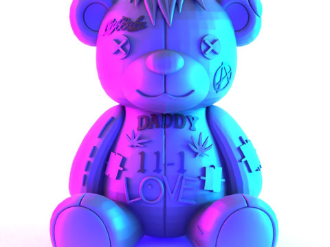 3D Printing Lil Peep Crybaby Bear Anarchy Punk Heartbreak toy Model 3D