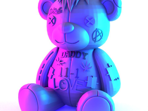 3D Printing Lil Peep Crybaby Bear Anarchy Punk Heartbreak toy Model 3D