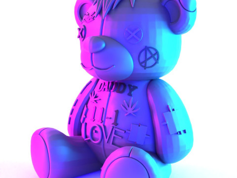 3D Printing Lil Peep Crybaby Bear Anarchy Punk Heartbreak toy Model 3D