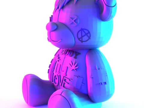 3D Printing Lil Peep Crybaby Bear Anarchy Punk Heartbreak toy Model 3D
