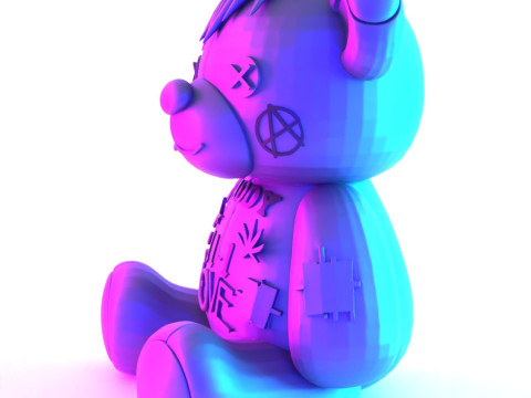 3D Printing Lil Peep Crybaby Bear Anarchy Punk Heartbreak toy Model 3D