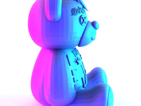 3D Printing Lil Peep Crybaby Bear Anarchy Punk Heartbreak toy Model 3D