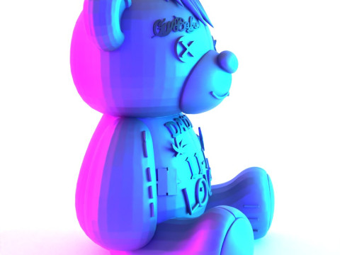 3D Printing Lil Peep Crybaby Bear Anarchy Punk Heartbreak toy Model 3D
