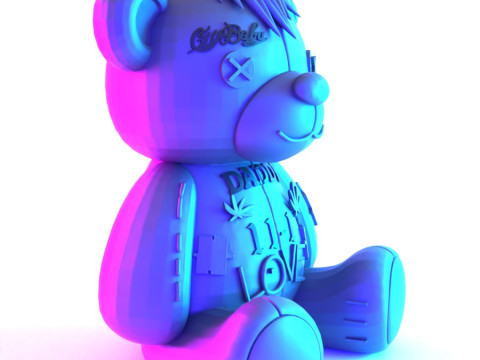 3D Printing Lil Peep Crybaby Bear Anarchy Punk Heartbreak toy Model 3D