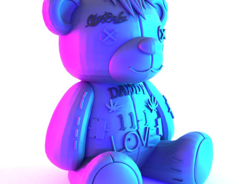 3D Printing Lil Peep Crybaby Bear Anarchy Punk Heartbreak toy Model 3D