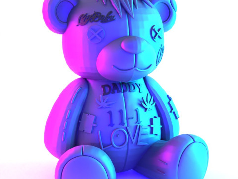 3D Printing Lil Peep Crybaby Bear Anarchy Punk Heartbreak toy Model 3D
