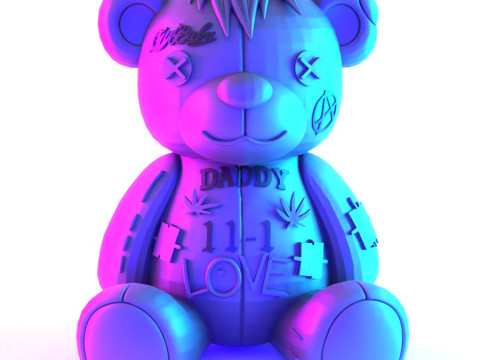3D Printing Lil Peep Crybaby Bear Anarchy Punk Heartbreak toy Model 3D