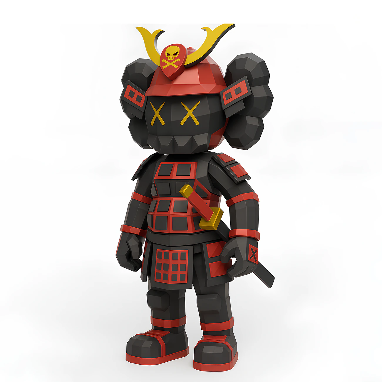 3D Printing Japanese Kaws Samurai Low Poly toy 3D Model .c4d .max .obj .3ds .fbx .stl .blend 