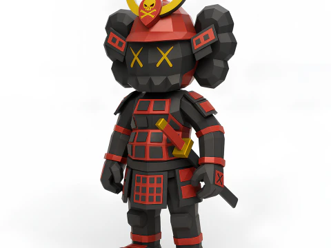 Jouet japonais Kaws Samurai Low Poly imprim&eacute; en 3D Modèle 3D