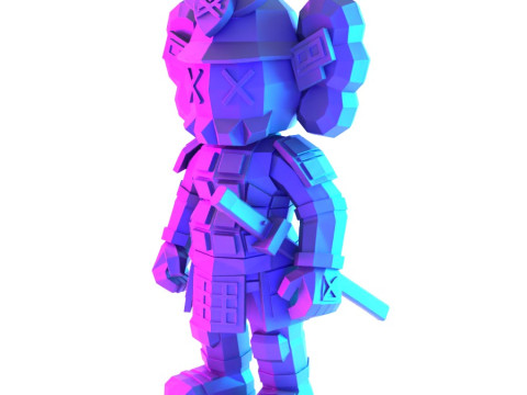 3D Printing Japanese Kaws Samurai Low Poly toy 3D Model
