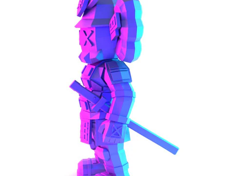 3D Printing Japanese Kaws Samurai Low Poly toy 3D Model