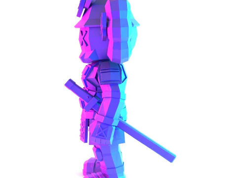 3D Printing Japanese Kaws Samurai Low Poly toy 3D Model