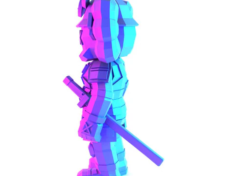 3D Printing Japanese Kaws Samurai Low Poly toy 3D Model