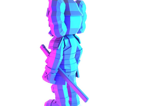 3D Printing Japanese Kaws Samurai Low Poly toy 3D Model