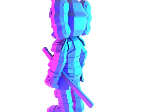 3D Printing Japanese Kaws Samurai Low Poly toy 3D Model