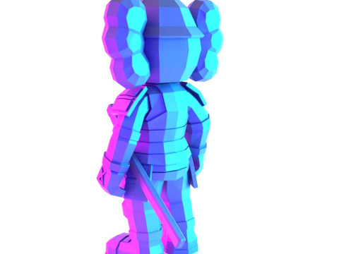 3D Printing Japanese Kaws Samurai Low Poly toy 3D Model