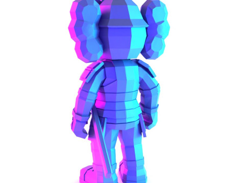 3D Printing Japanese Kaws Samurai Low Poly toy 3D Model