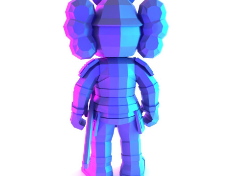 3D Printing Japanese Kaws Samurai Low Poly toy 3D Model