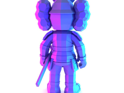 3D Printing Japanese Kaws Samurai Low Poly toy 3D Model
