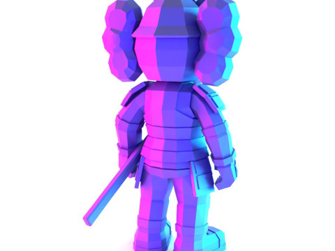 3D Printing Japanese Kaws Samurai Low Poly toy 3D Model