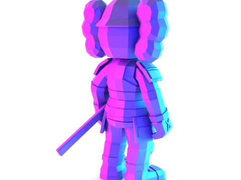 3D Printing Japanese Kaws Samurai Low Poly toy 3D Model
