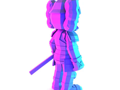 3D Printing Japanese Kaws Samurai Low Poly toy 3D Model