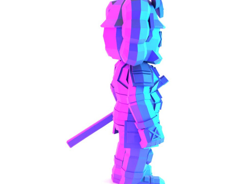 3D Printing Japanese Kaws Samurai Low Poly toy 3D Model