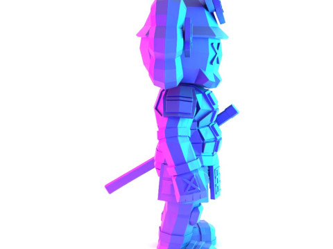3D Printing Japanese Kaws Samurai Low Poly toy 3D Model