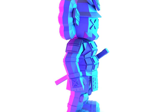 3D Printing Japanese Kaws Samurai Low Poly toy 3D Model