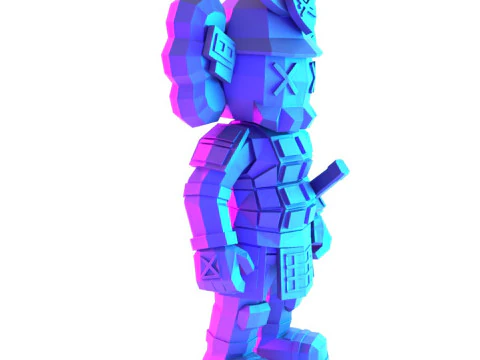3D Printing Japanese Kaws Samurai Low Poly toy 3D Model