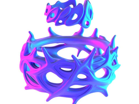 3D Printing Ring and Crown of Thorns toy 3D Model