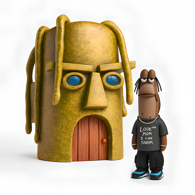 3D Printing Travis Scott SpongeBob SquarePants Look Mom I Can Swim toy 3D 모델 .c4d .max .obj .3ds .fbx .stl .blend