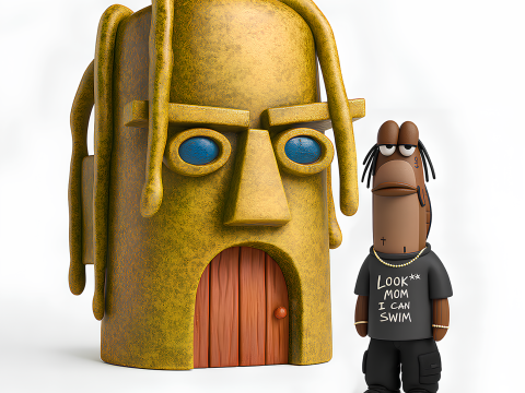 3D Printing Travis Scott SpongeBob SquarePants Look Mom I Can Swim toy Modèle 3D