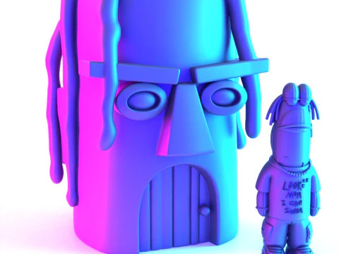 3D Printing Travis Scott SpongeBob SquarePants Look Mom I Can Swim toy 3D Model