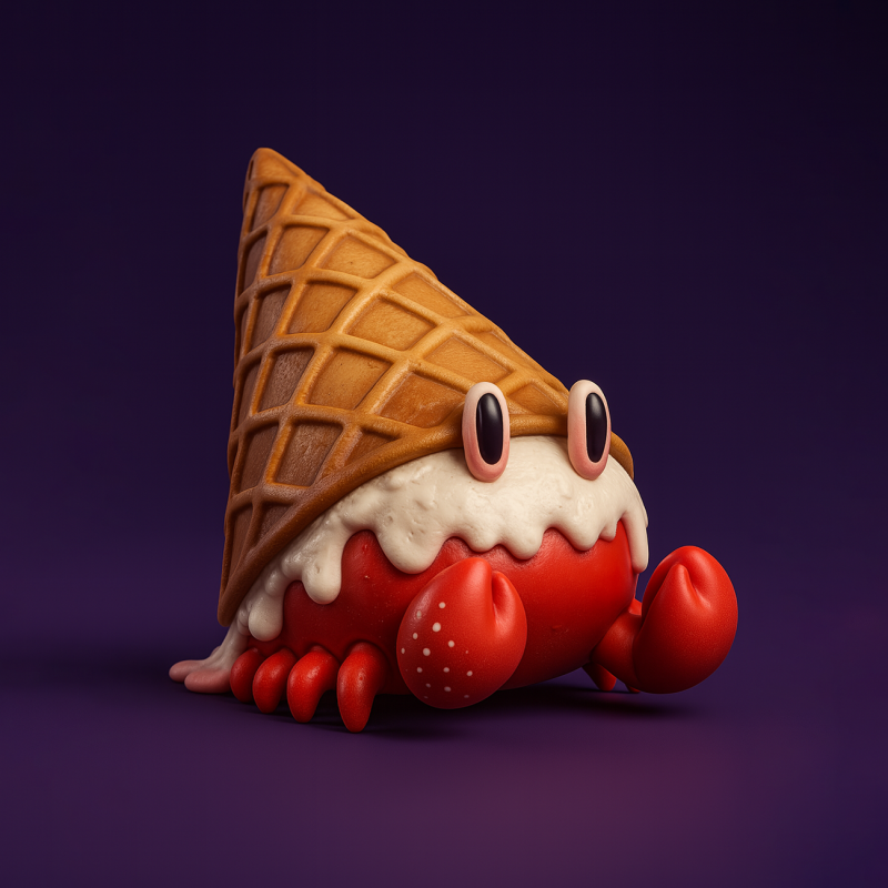 3D Printing kawaii Ice Cream Crab toy 3D Model .c4d .max .obj .3ds .fbx .stl .blend