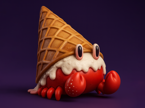 3D Printing kawaii Ice Cream Crab toy Modèle 3D