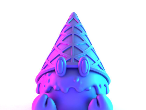 3D Printing kawaii Ice Cream Crab toy 3D Model