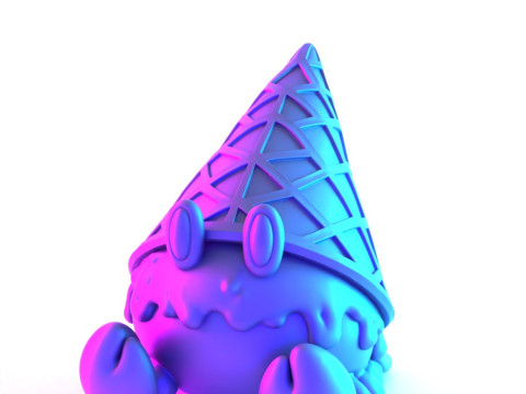 3D Printing kawaii Ice Cream Crab toy 3D Model