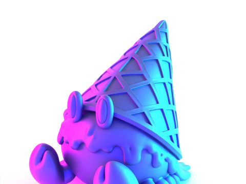 3D Printing kawaii Ice Cream Crab toy 3D Model