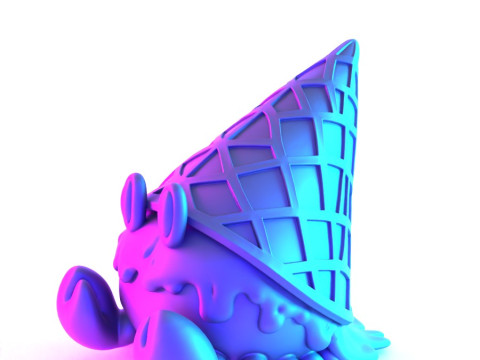 3D Printing kawaii Ice Cream Crab toy 3D Model