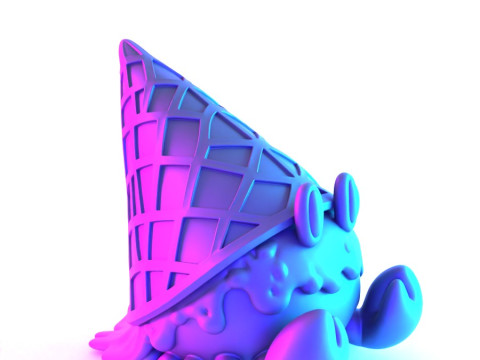 3D Printing kawaii Ice Cream Crab toy 3D Model