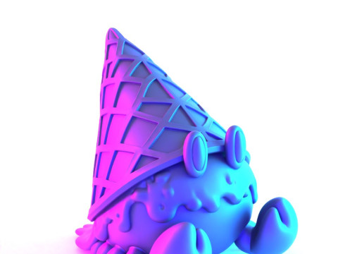 3D Printing kawaii Ice Cream Crab toy 3D Model