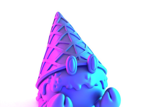 3D Printing kawaii Ice Cream Crab toy 3D Model